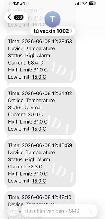cảnh báo nhiệt độ qua sms